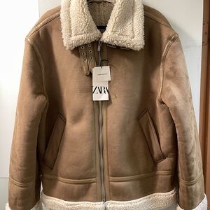 Zara Camel Shearling Jacket